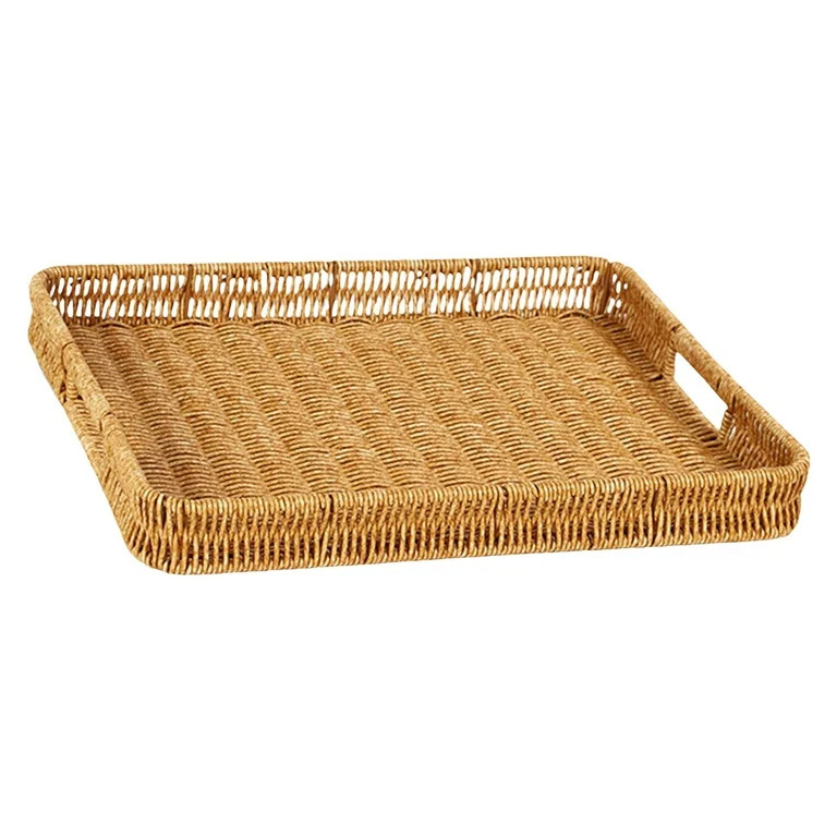 flameer Rattan Wicker Storage Basket Home Decor Entryway Dinner Table Handwoven Tray Rectangular ... | Walmart (US)