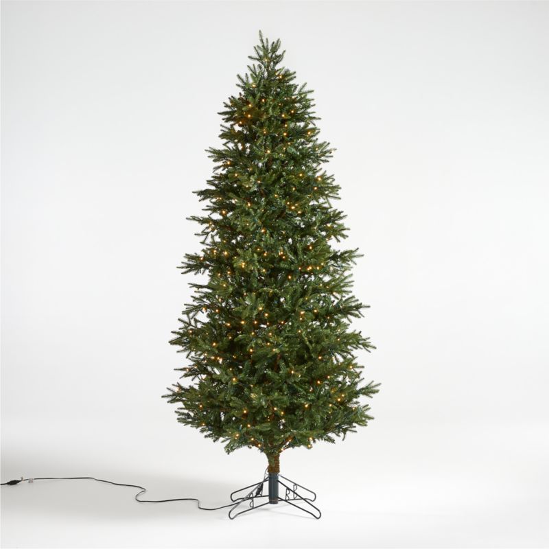 Faux Slim Alaskan Spruce Pre-Lit LED Christmas Tree with White Lights 9' + Reviews | Crate & Barr... | Crate & Barrel