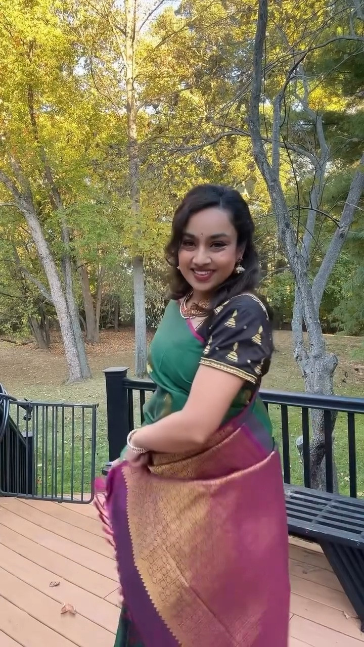 Diwali Transition 5

Sari: @vlzaris 
Silhouette: @tiabhuvadotcom 
Blouse: Maggam work in Hyderabad by local artisans
Jewelry: @bypavoi @mejuri necklace & earrings are my Arangetram jewelry! 
Makeup: @hudabeauty @danessamyricksbeauty @onesize @milkmakeup @merit @kulfi.beauty @mangopeoplecosmetics @livetinted @nyxcosmetics @saiebeauty @themobbeauty 

#sari #handloom #diwali #transition #inspo #contentcreator #southasian #reels