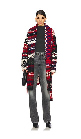 Snowflake-motif Shawl-collar Cardigan in Red Multi | Revolve Clothing (Global)