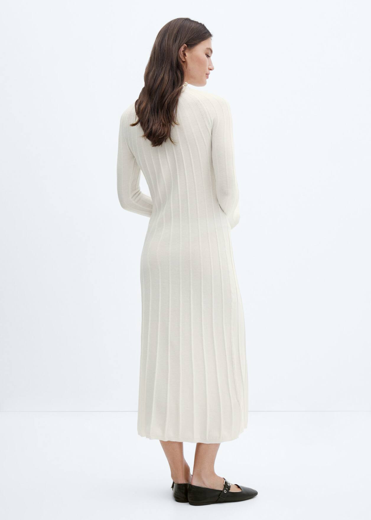 Perkins-neck ribbed dress | MANGO (US)