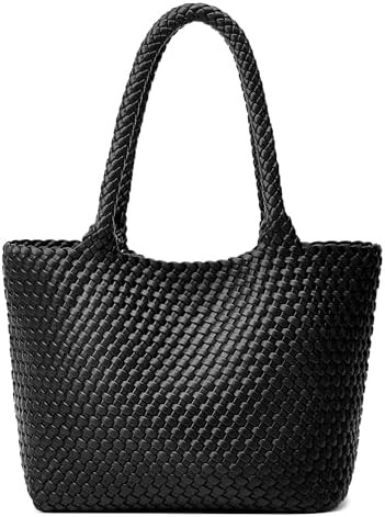 BOYATU Woven Tote Bag for Women: Vegan Leather Purse with 1 Zipper Clutch - Handwoven Tote for Tr... | Amazon (US)