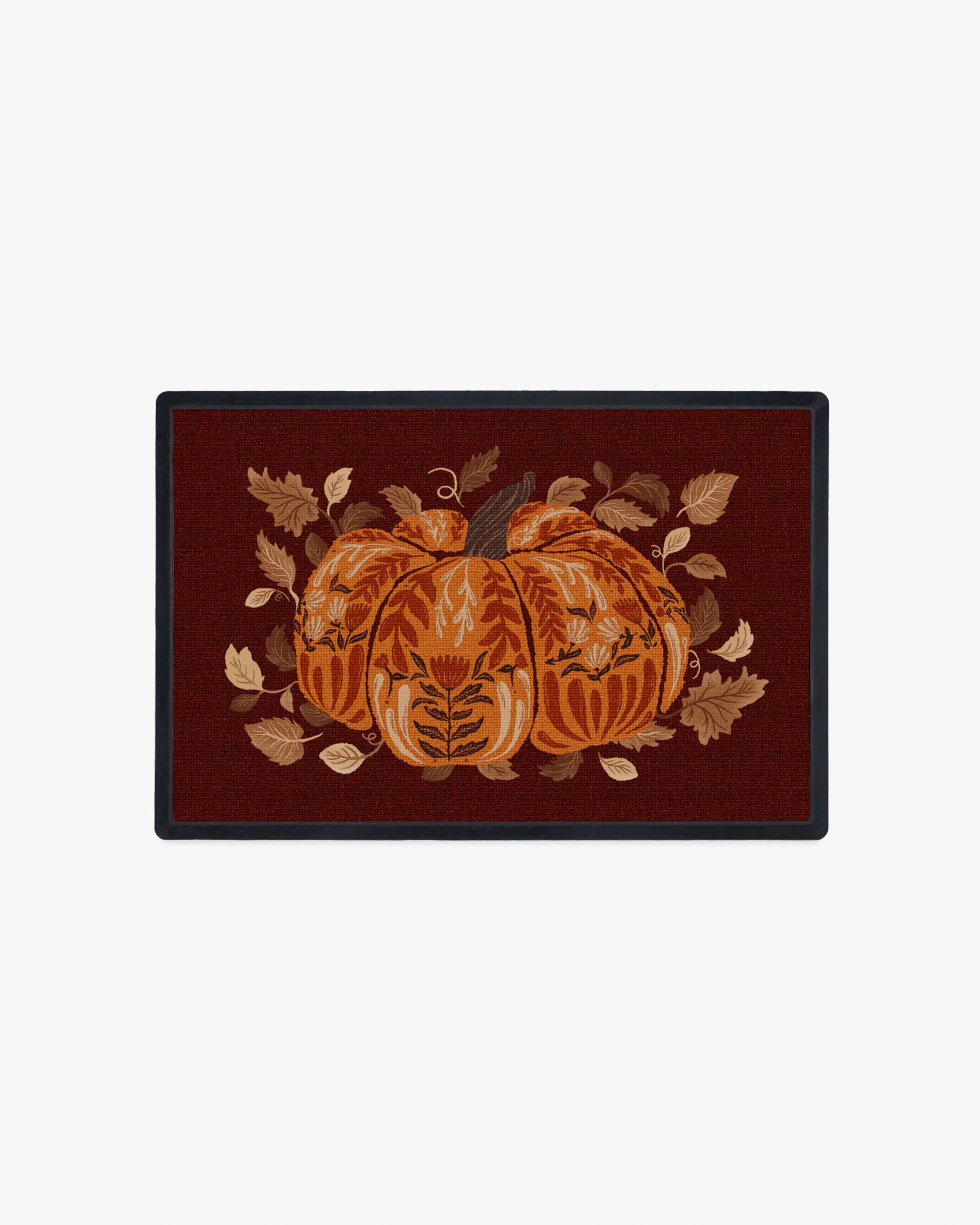 Harvest Pumpkin Orange & Burgundy Washable Doormat | Ruggable US | Ruggable