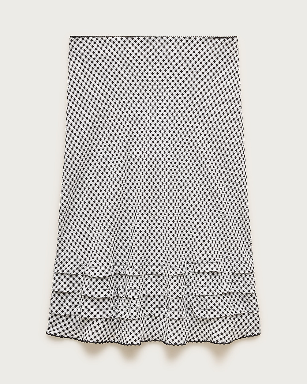 Ruffle-trim slip skirt in gingham crepe de chine | J. Crew US