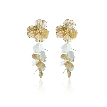 Time and Tru Women's Metal Gold Plated Flower Earring | Walmart (US)