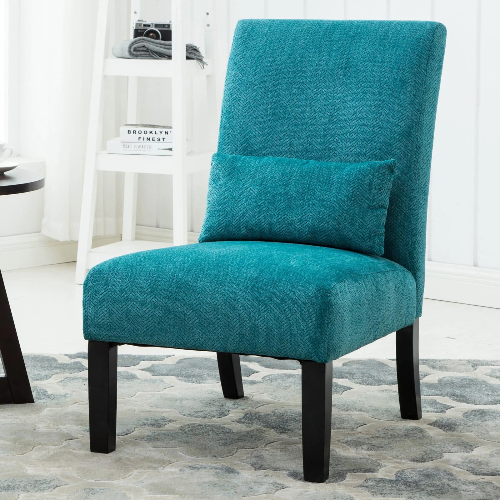 Roundhill Furniture Pisano Slipper Chair, Teal Blue - Walmart.com | Walmart (US)