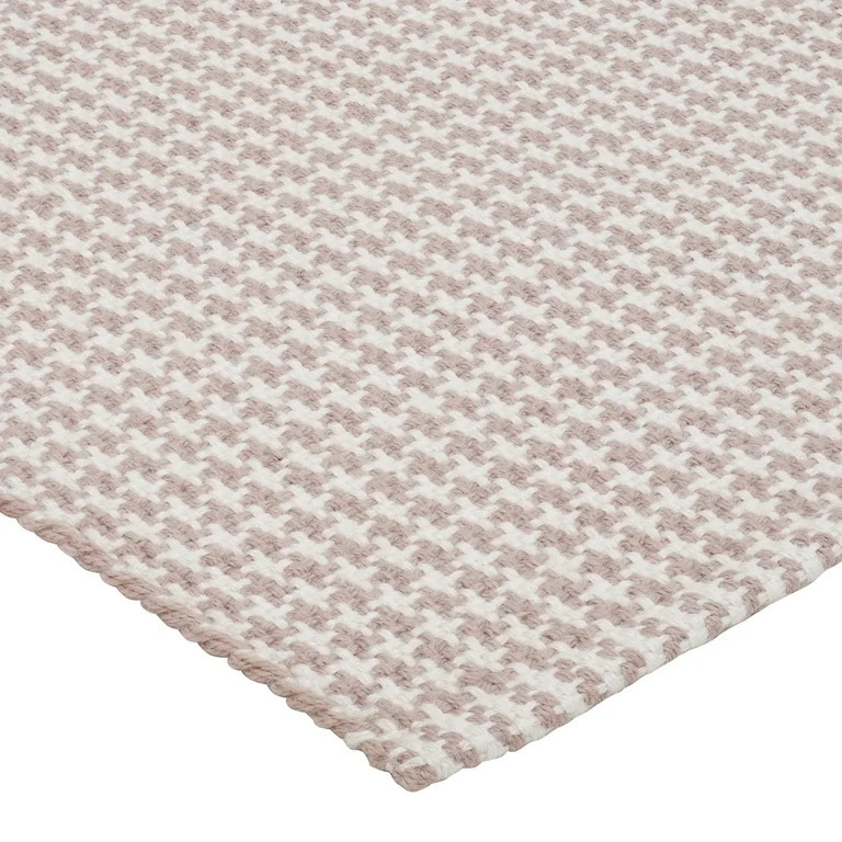 My Texas House Pink Houndstooth Fringe Indoor/Outdoor Layering Rug, 24" x 38" | Walmart (US)