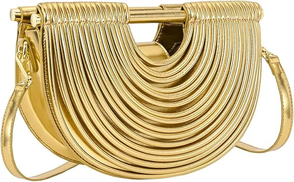 Half-Moon Gold Clutch Purse for Women Wedding Evening Handbag | Amazon (US)