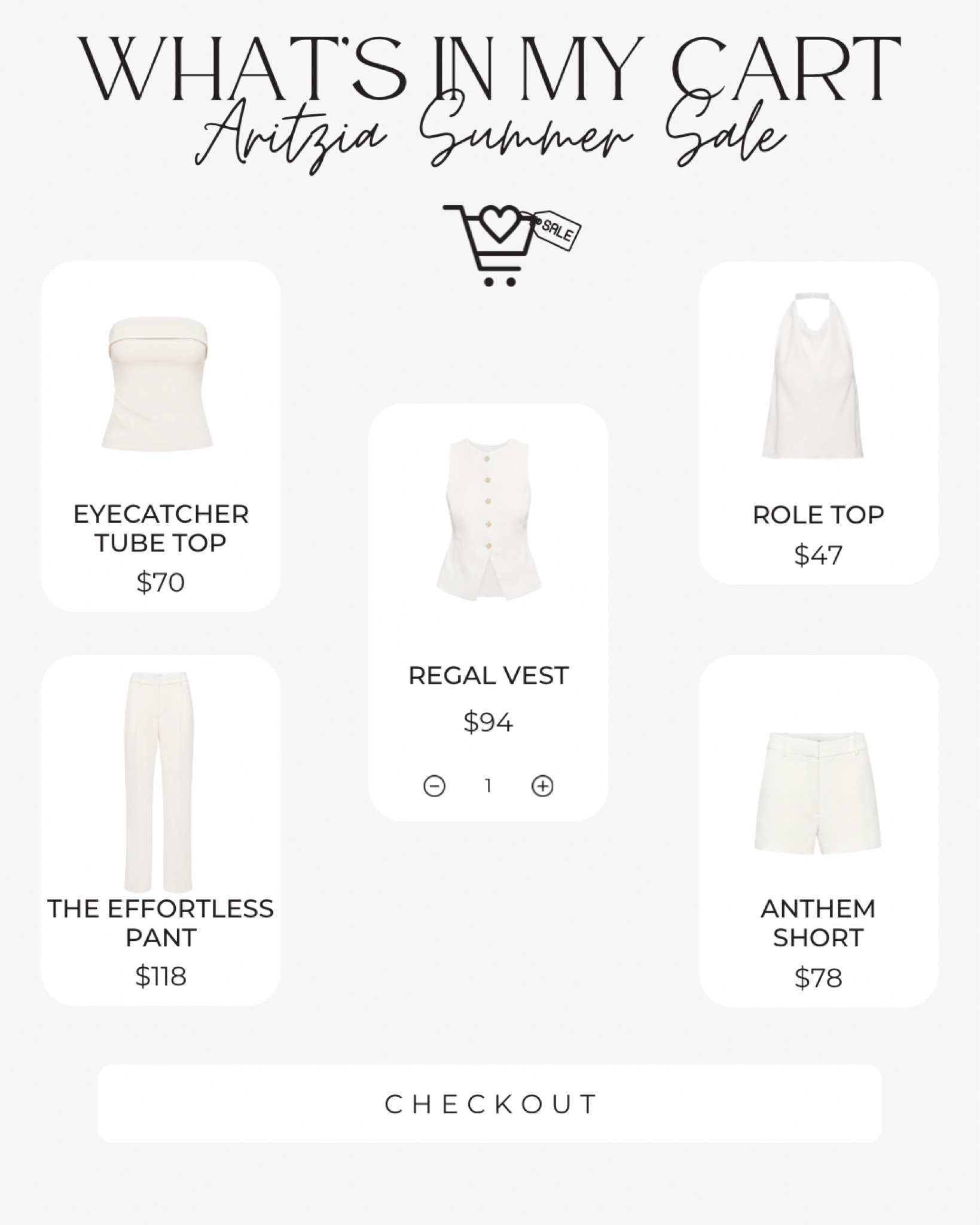 SALE ALERT: Aritzia’s Summer Sale Up to 50% Off! 🚨
This is What’s In My Cart from the sale! We’re focusing on building a light work capsule wardrobe  🙌🏼

#LTKSaleAlert #LTKWorkwear #LTKSummerSales