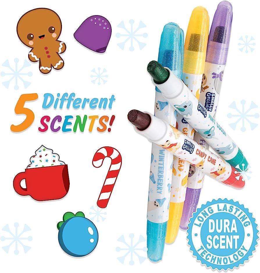 Holiday Smelly Gellies - Scented Glidewrite Glitter Gel Coloring Sticks, Crayons, Highlighters - ... | Amazon (US)