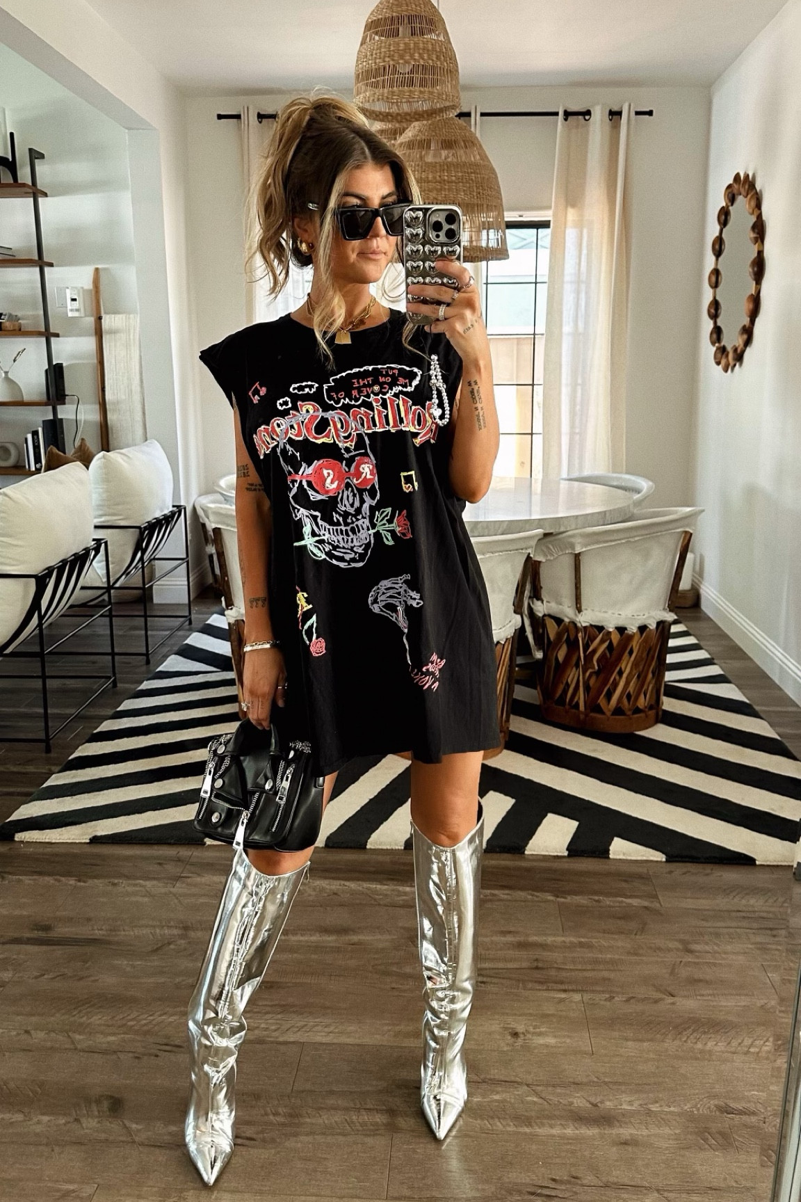 Thigh high boots hot sale with t shirt dress