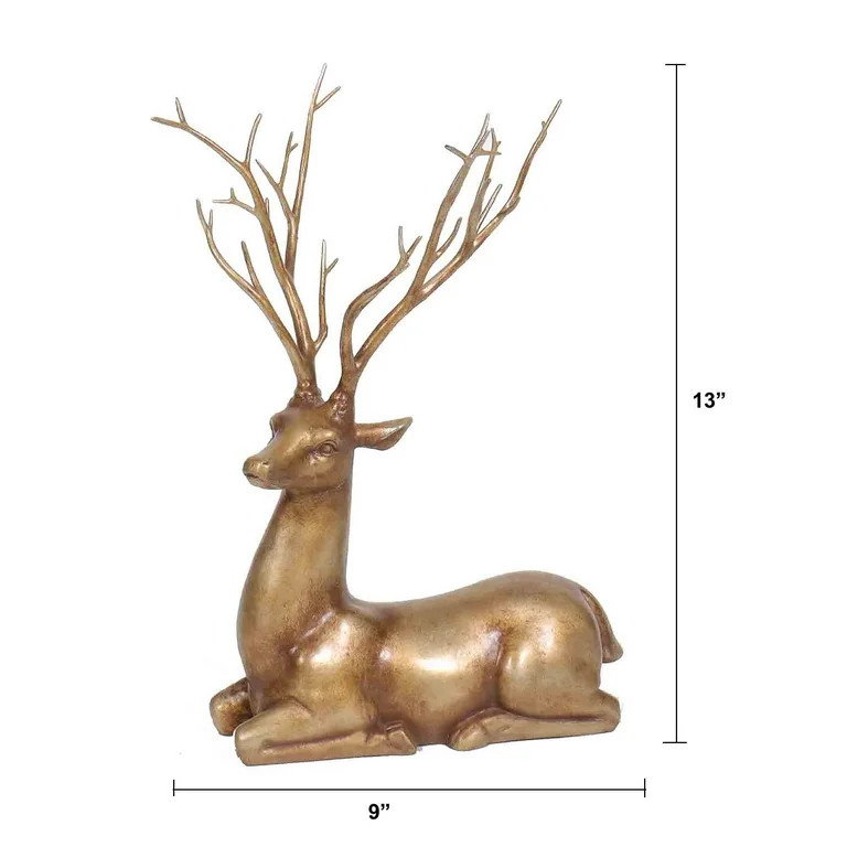 Holiday Time Decoración de Mesa Navideña con Ciervos Dorados 13 Pulgadas | Walmart (US)