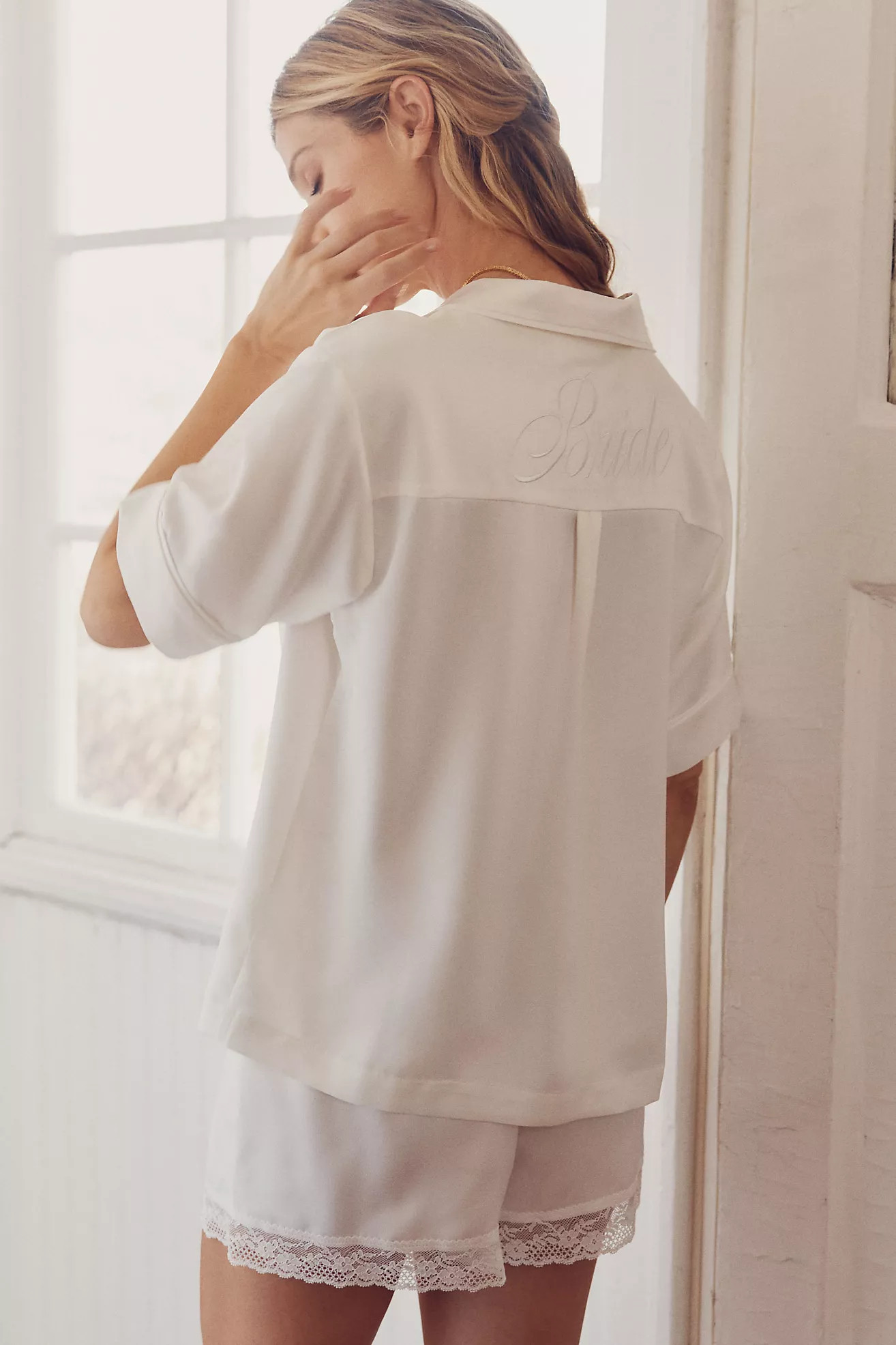 Flora Nikrooz Selena Bride Satin Short Pajama Set | Anthropologie (US)