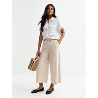 New Look Louis Linen Crop Trousers - Beige | Very (UK)
