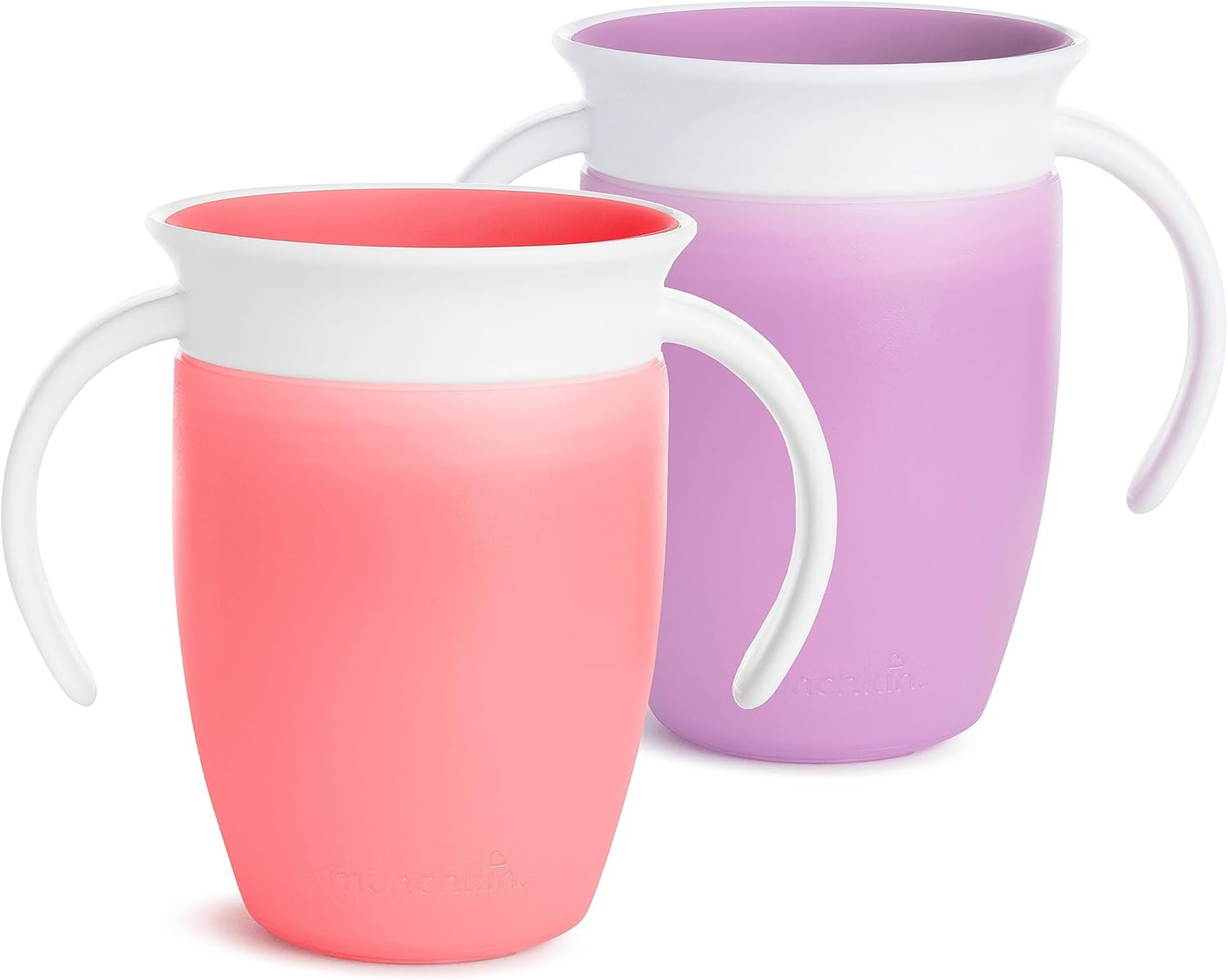 Munchkin® Miracle® 360 Trainer Sippy Cup with Handles, Spill Proof, 7 Ounce, 2 Pack, Pink/Purpl... | Amazon (US)
