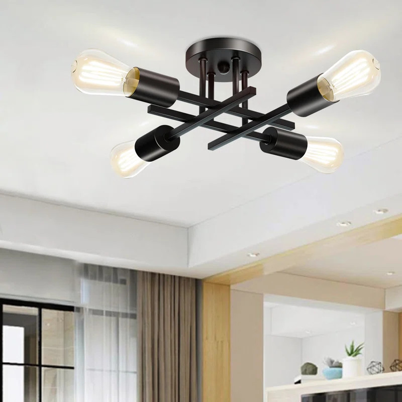 Hannah-Jayne 4 - Light 15.35'' Sputnik Modern Linear Flush Mount | Wayfair North America