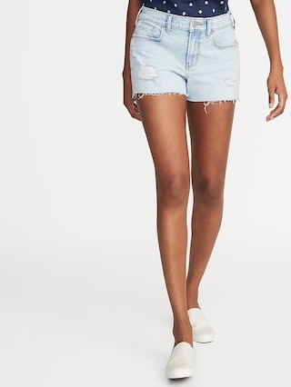 Distressed Boyfriend Denim Cutoffs for Women - 3-inch inseam | Old Navy US