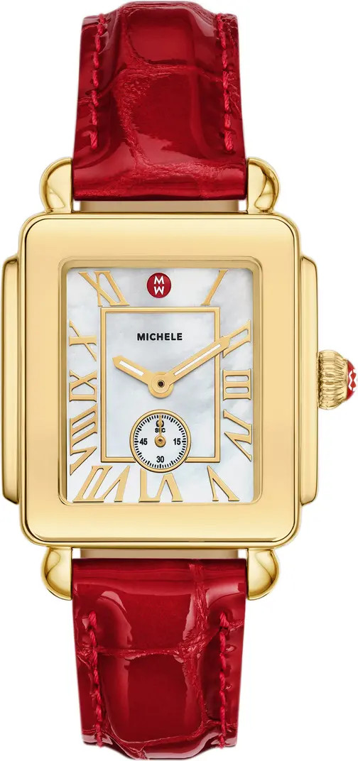 Deco Sport Mid Leather Strap Watch, 29mm x 31mm | Nordstrom