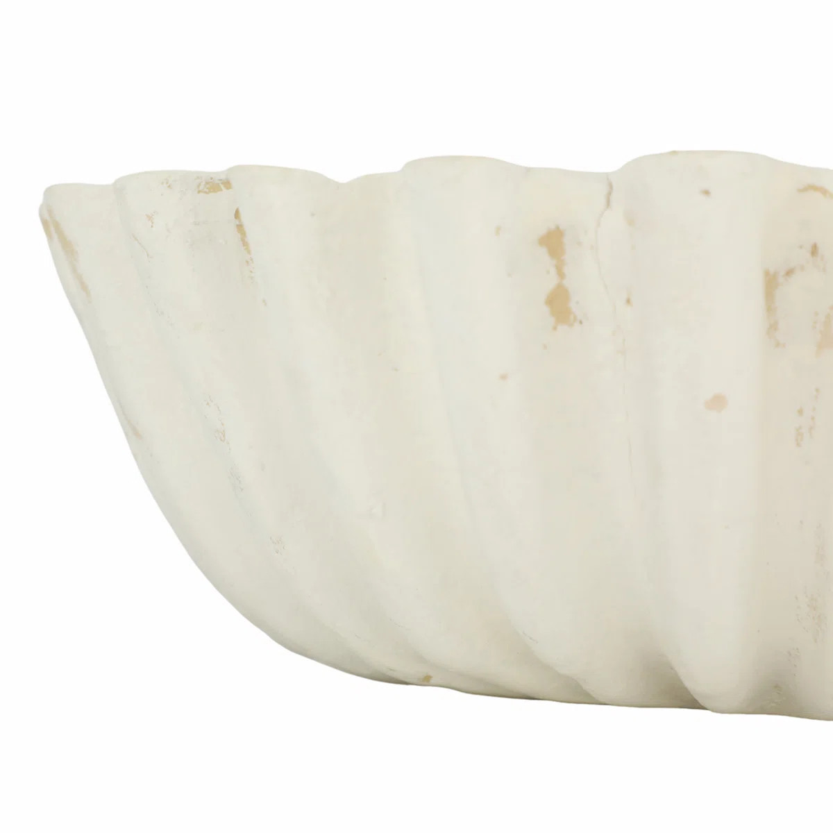 Pottery & Paper Mache Decorative Bowl - Modern Glam Fluted Design - 13" Ivory & Tan Accent For Ho... | Wayfair North America
