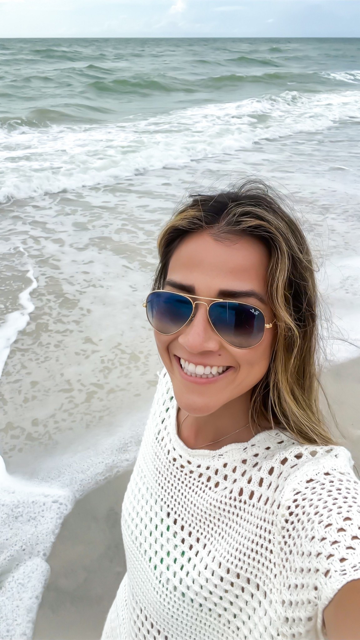 Wearing a small in the beach cover up. Resort wear. Bathing suit cover up. Crochet bathing suit cover up. Sunglasses. Ray and. Aviators. Beach jewelry. 

#LTKStyleTip #LTKFindsUnder100 #LTKSwim