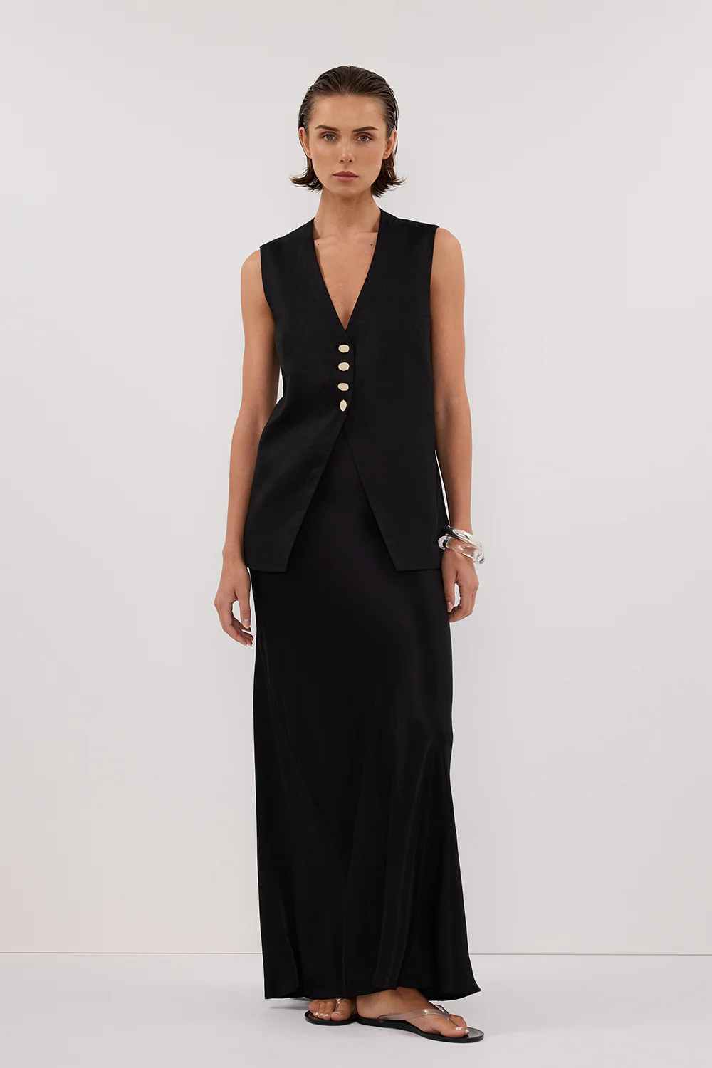 KNOX BLACK LINEN VEST | DISSH