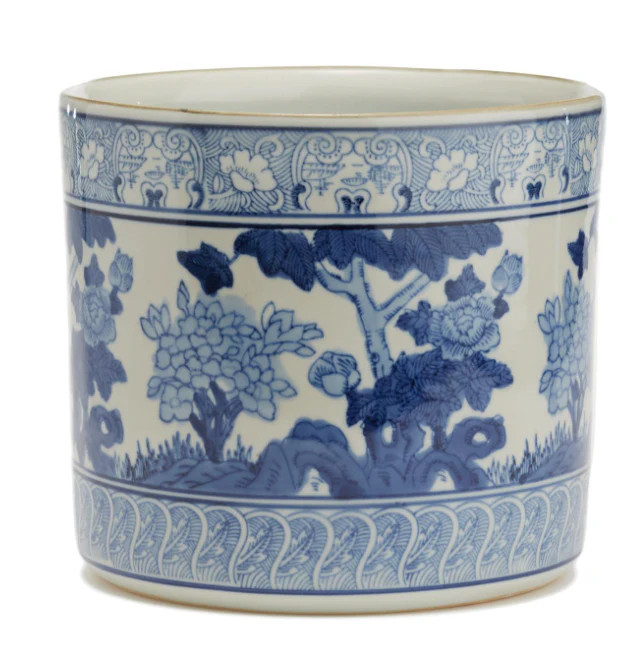 Blue and White Garden Scene Planter / Vase | Paloma & Co.