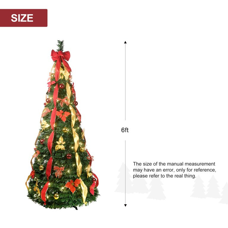 Pop Up 6ft Christmas Trees Pre Decorated, Bringstar Pull Up Xmas Tree Pre Lit 150 Led Lights | Walmart (US)