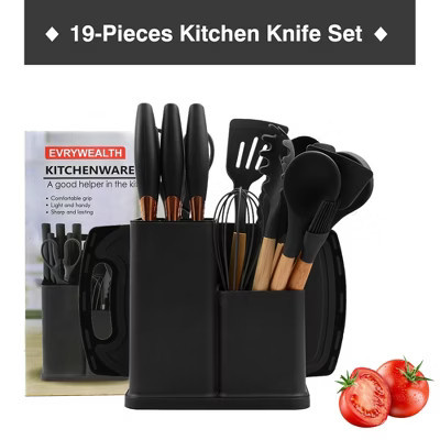 19-Piece Cooking Tools and Knives Set, Kitchen Utensils Set, Non-Scratch, Heat-Resistant（Black） | Target