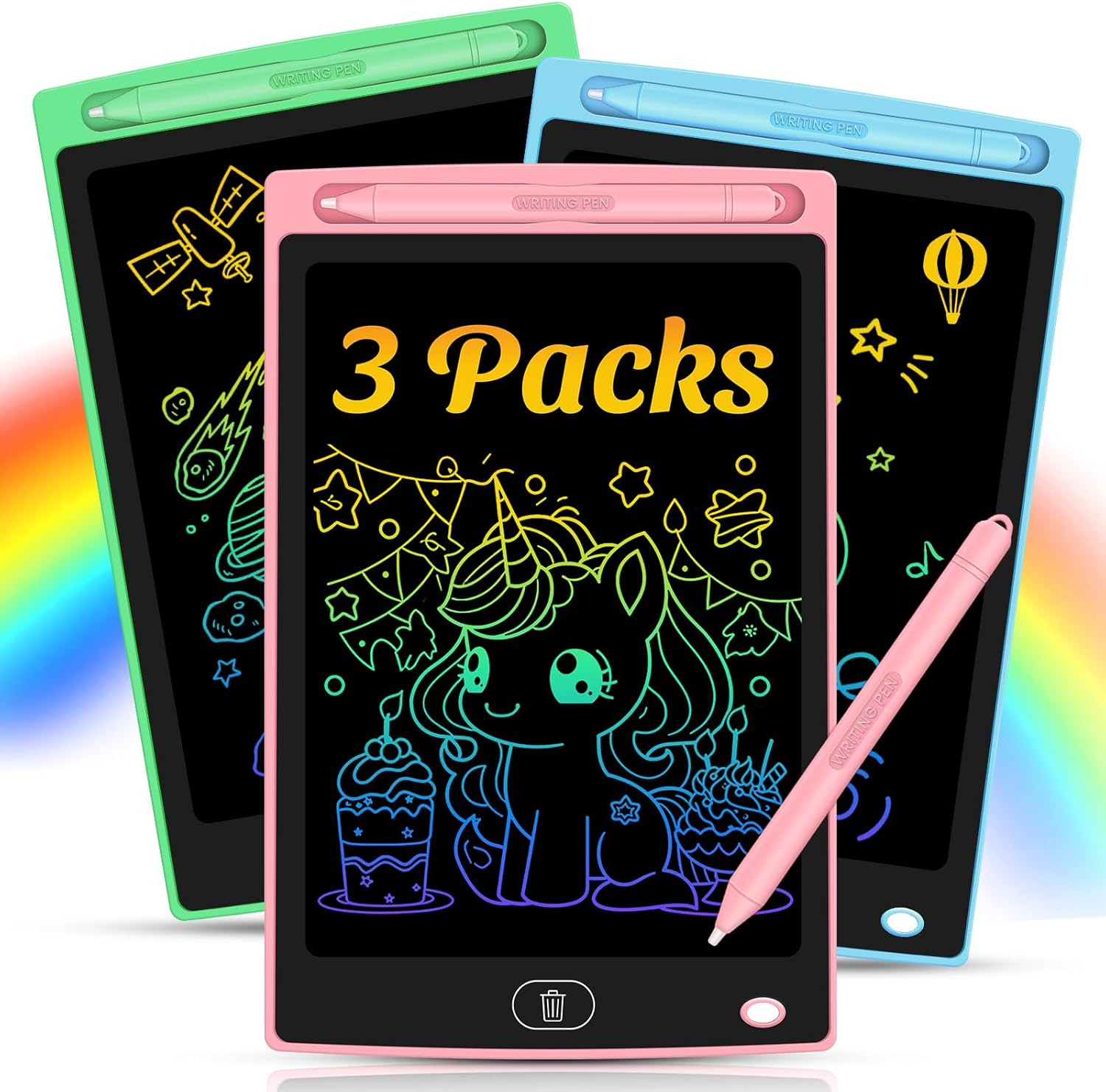 3 Pack LCD Writing Tablet for Kids - Erasable and Reusable Toddler Doodle Board in 8.5 inch, Idea... | Amazon (US)