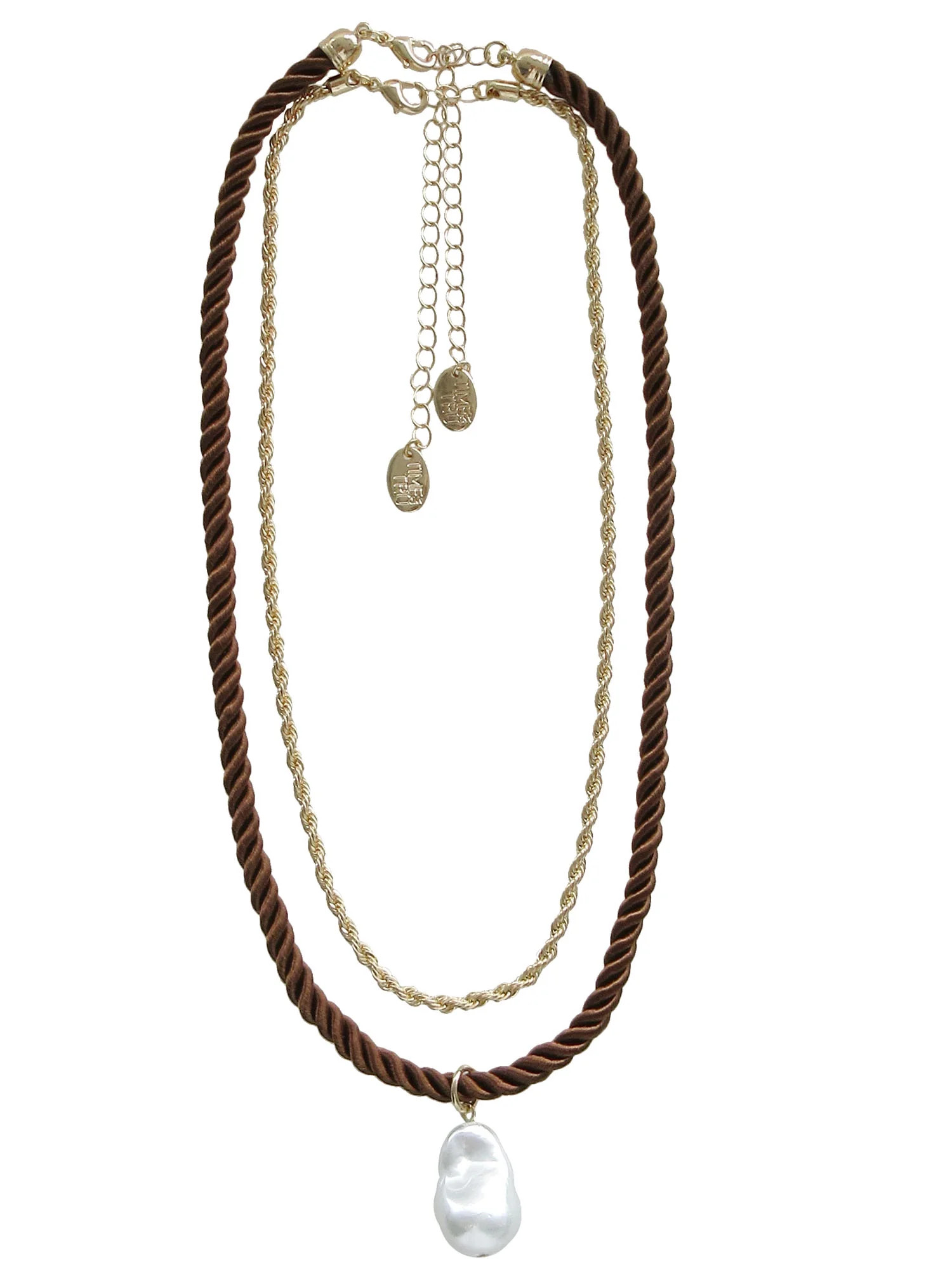 Time And Tru Women's Baroque Pearl Pandent 2 Piece Necklace Set | Walmart (US)