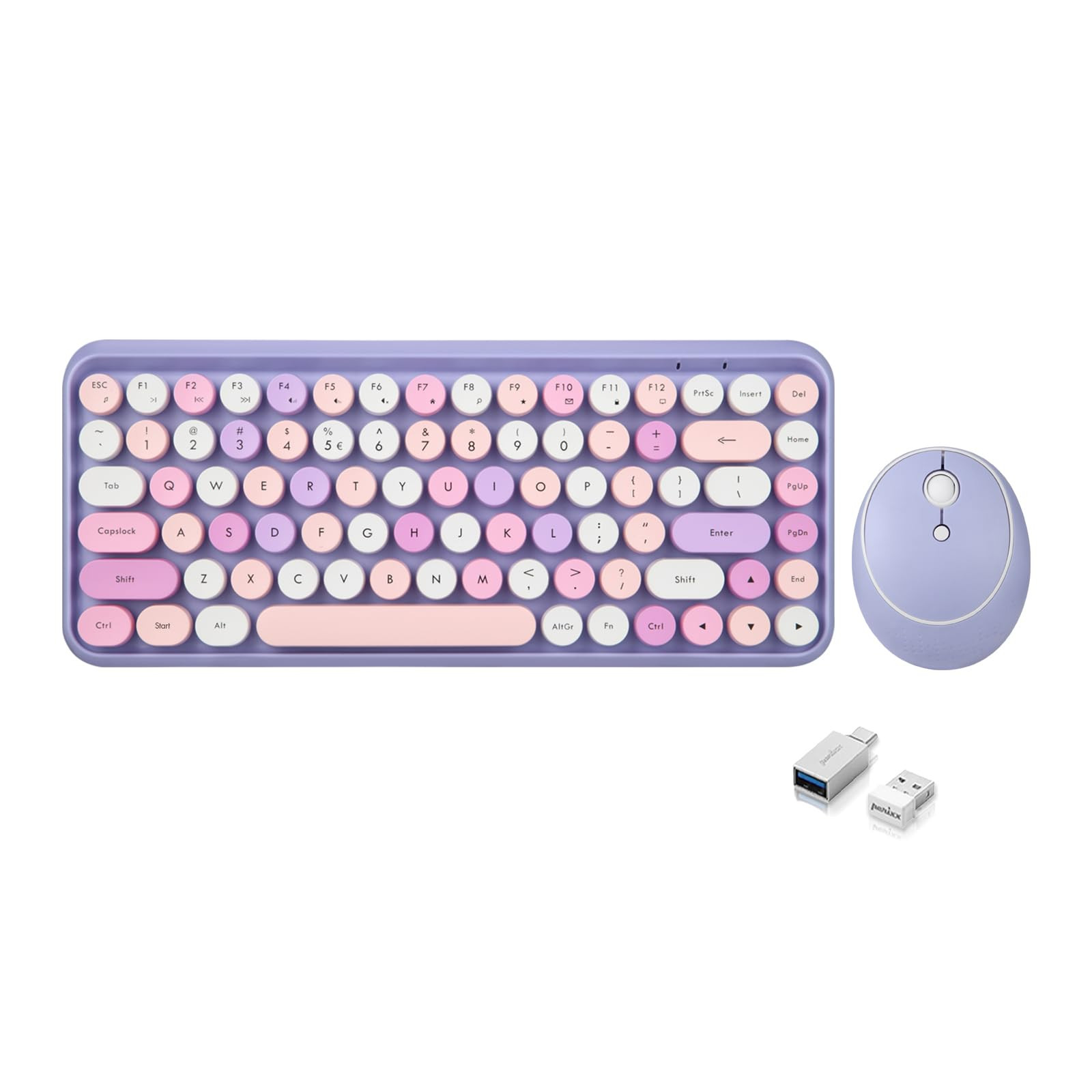Perixx PERIDUO-713PP Wireless Mini Keyboard and Mouse Combo - Retro Round Key Caps - Pastel Purpl... | Amazon (US)