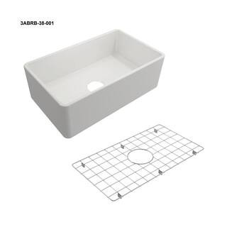 30 in. Farmhouse/Apron-Front Single Bowl White Fireclay Kitchen Sink with Bottom Grid | The Home Depot