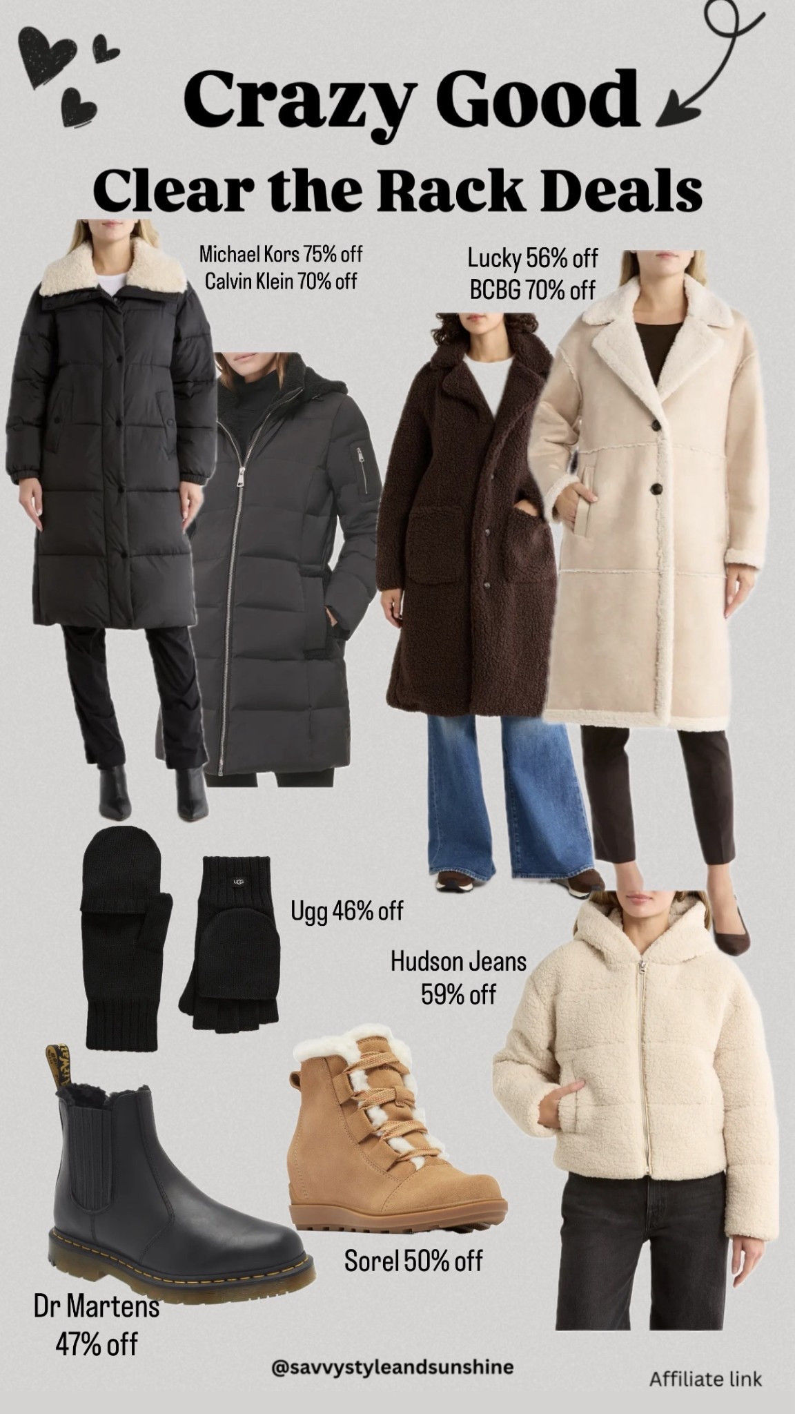 Insane sales on babe brand outerwear like Lucky, Michael Kors, Dr Martens, Sorel, Hudson Jeans, Calvin Klein! Coats, boots and more 

#LTKSaleAlert #LTKGiftGuide #LTKSeasonal