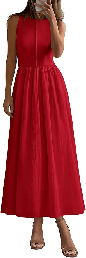 PRETTYGARDEN Maxi Dresses for Women 2026 Summer Casual Sleeveless Patchwork Flowy Vacation Sundre... | Amazon (US)