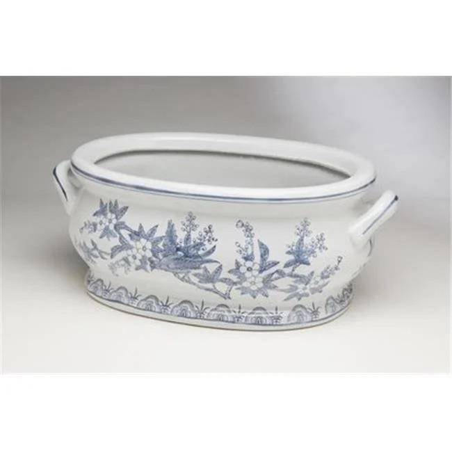 AA Importing 59842 Flower & Leaf Design Planter, Blue & White - Walmart.com | Walmart (US)