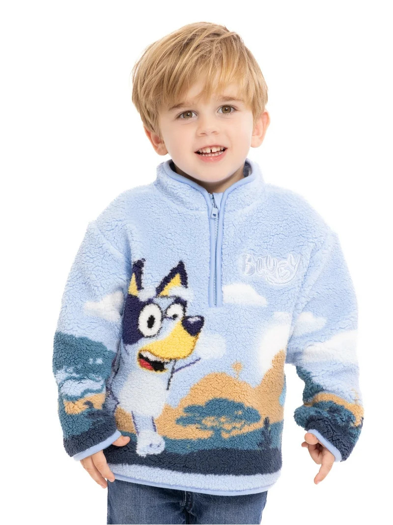 Bluey Toddler Boys Plush Graphic Half Zip Sweatshirt, Sizes 12M-5T - Walmart.com | Walmart (US)