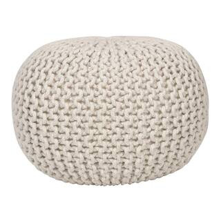 Decor Therapy Lola Lurex Off-White Round Pouffe-FR8612 - The Home Depot | The Home Depot