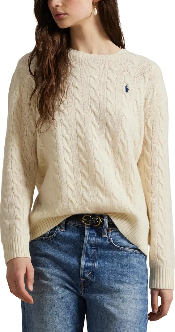 Cable Wool & Cashmere Crewneck Sweater | Nordstrom