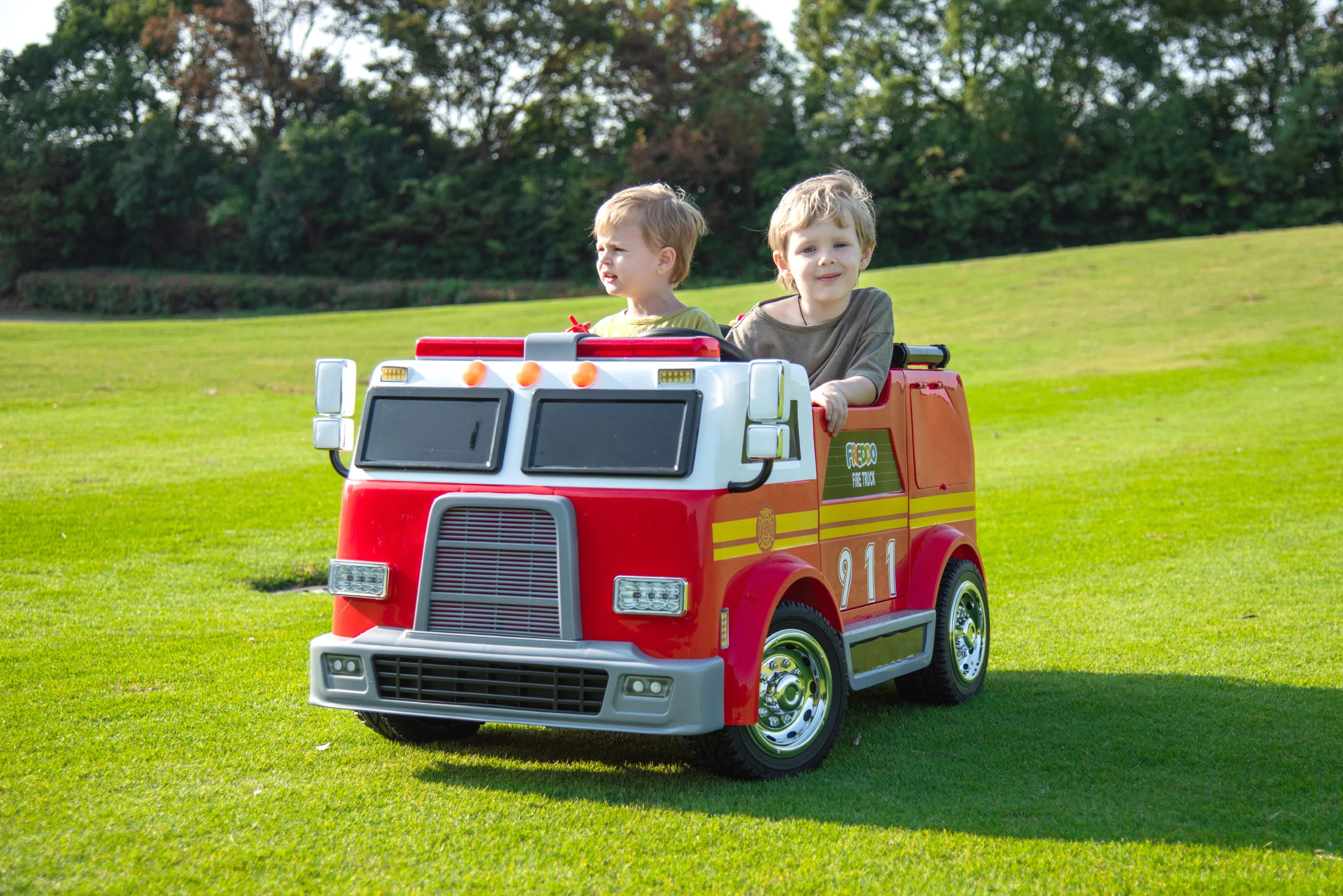 Freddo 24 Volt 2 Seater Fire Department Battery Powered Ride on Toy with Remote Control & Reviews... | Wayfair North America