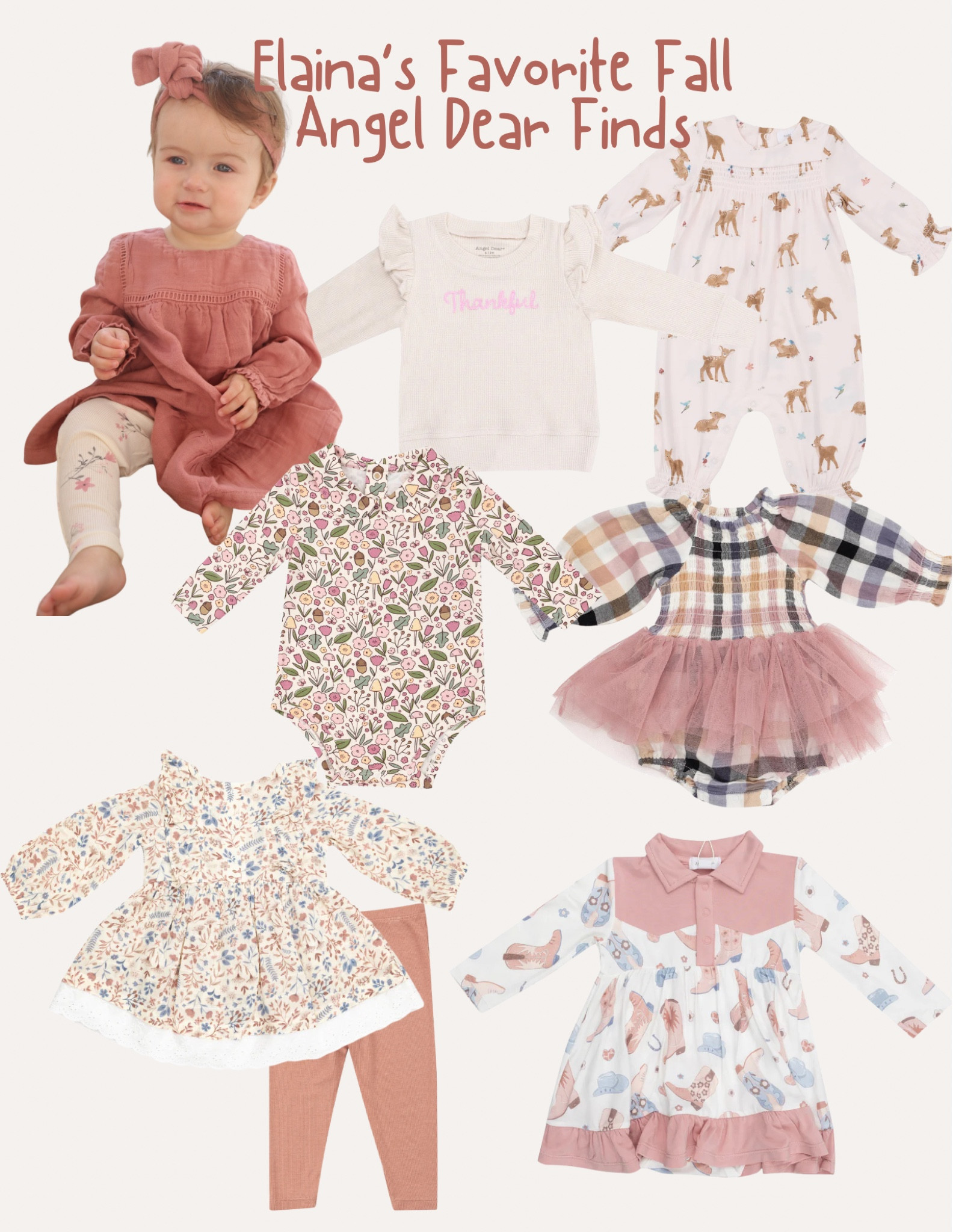 Elaina’s favorite finds from Angel Dear’s Fall collection!! 🍁🤩🧡🍂 
Elaina is wearing 12-18 months for reference & has room to grow in it!

#LTKKids #LTKSeasonal #LTKBaby