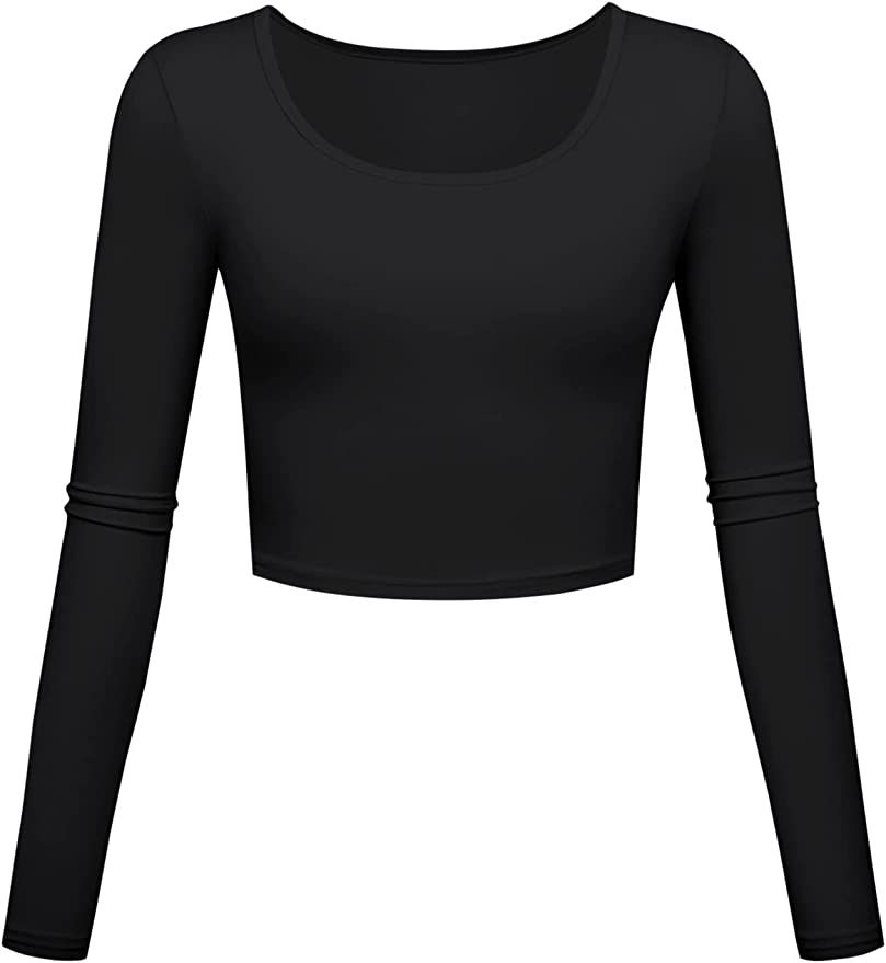 KLOTHO Lightweight Yoga Crop Tops Slim Fit Long Sleeve Workout Shirts for Women | Amazon (US)