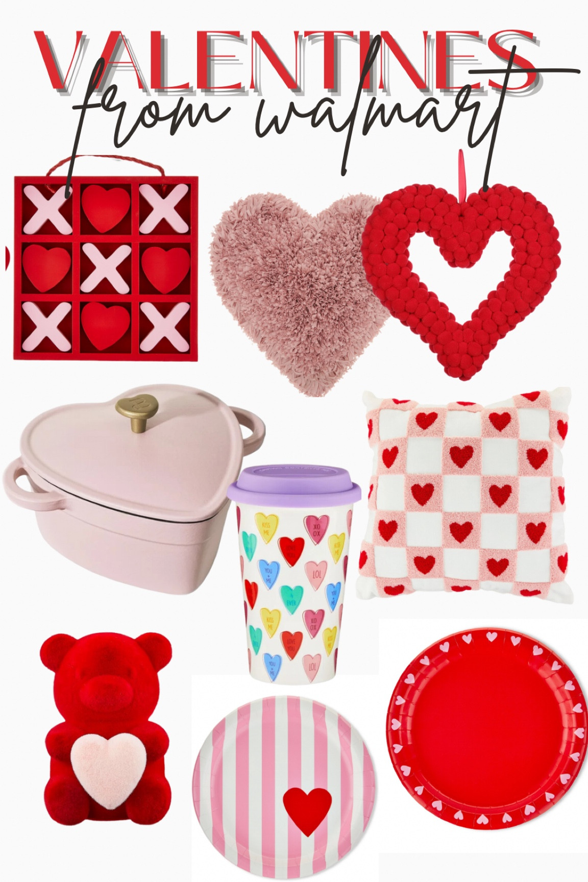 Walmart valentines finds - Valentine’s Day decor - valentines pillows - valentines table - valentines heart pillow - valentines gift idea - valentines teacher gift - heart shaped Dutch oven - flocked gummy bear 

#LTKsalealert #LTKhome #LTKSeasonal
