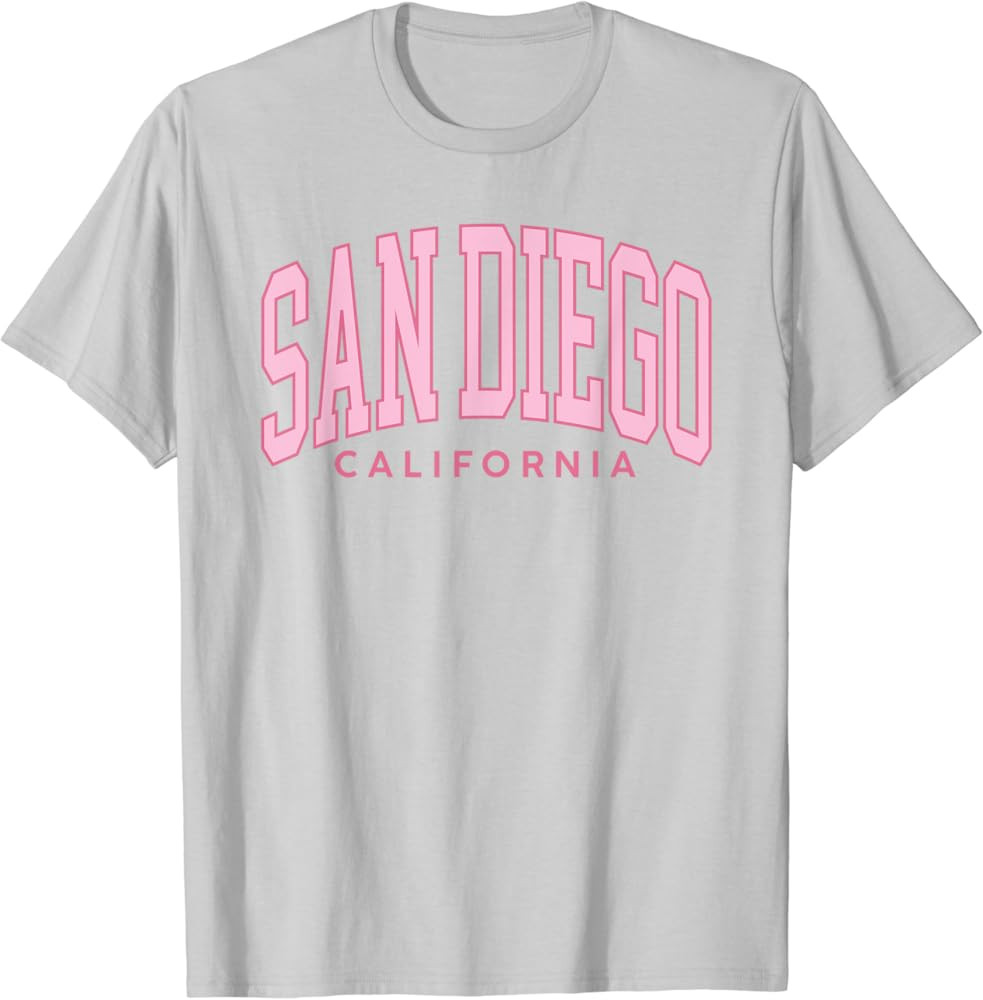 San Diego Preppy Retro Throwback Girls Womens Pink Vintage T-Shirt | Amazon (US)