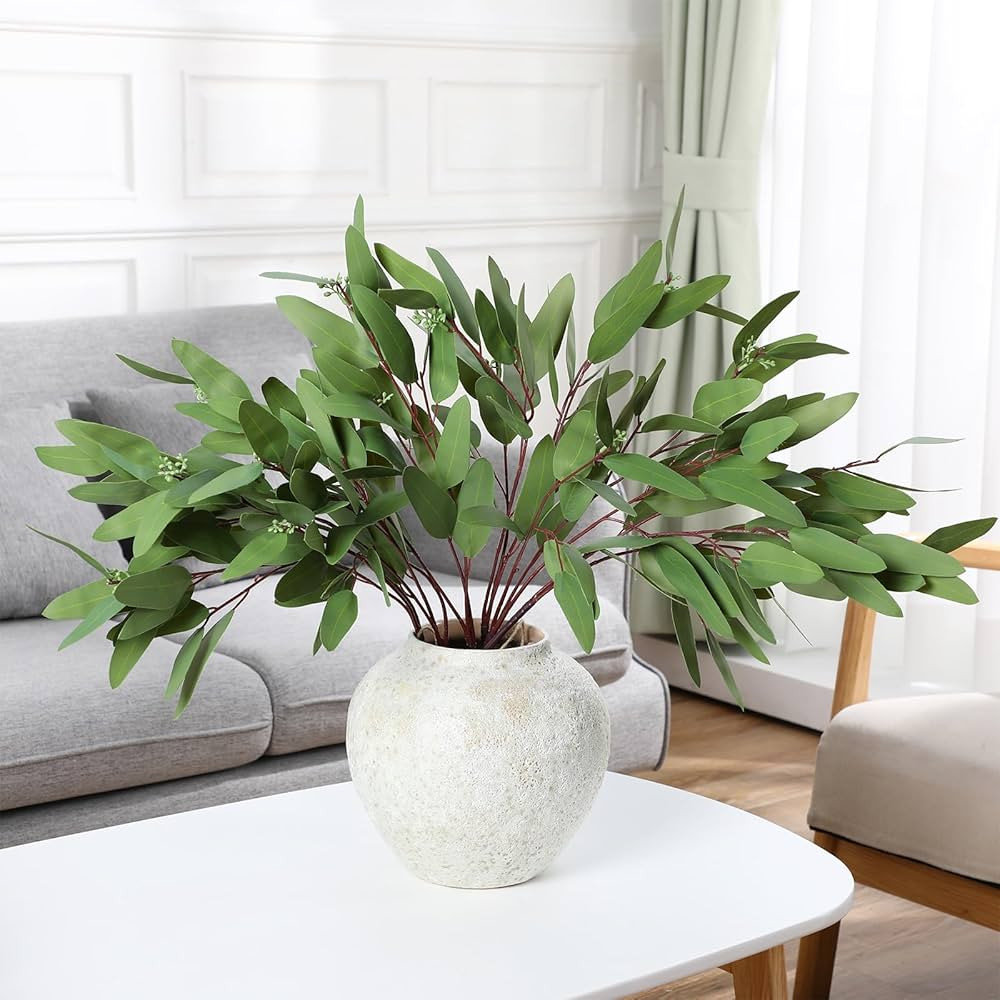 6 Pack Large Faux Eucalyptus Stems with Seeds 31.5 Inch Fake Greenery Stems Branches Artificial P... | Amazon (US)