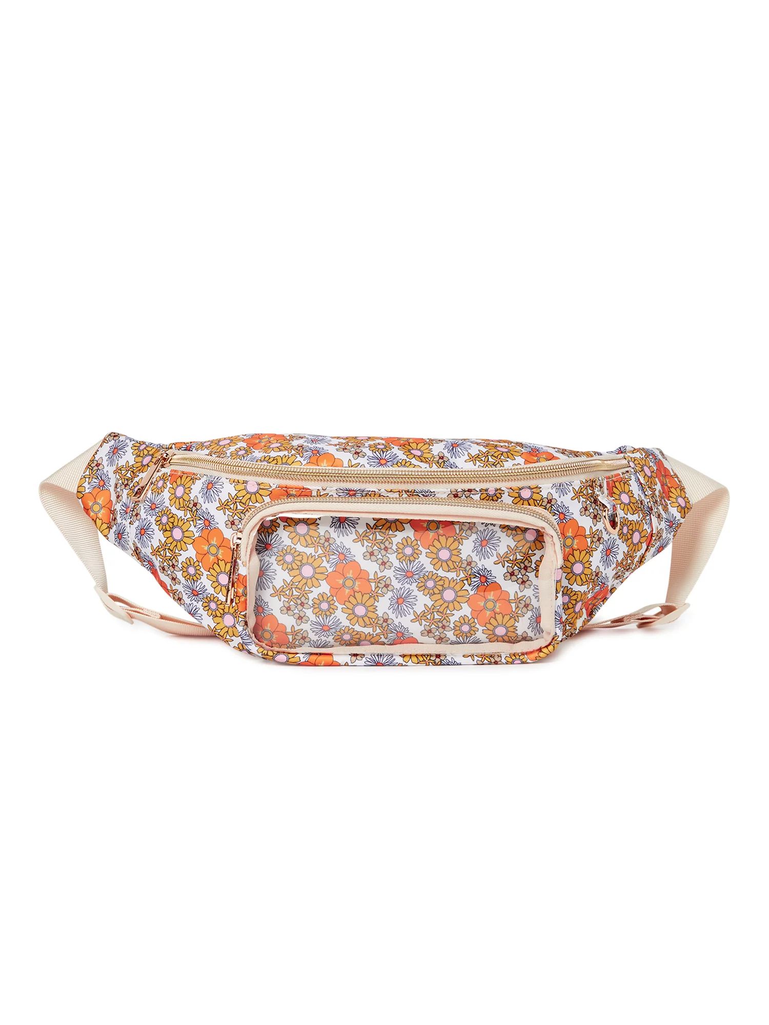 No Boundaries Women's Hands-Free Fanny Pack Retro Floral Print | Walmart (US)