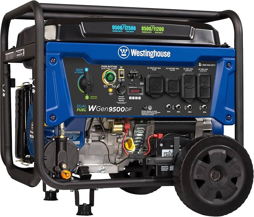 Westinghouse 12500 Watt Dual Fuel Home Backup Portable Generator, Remote Electric Start, Transfer... | Amazon (US)