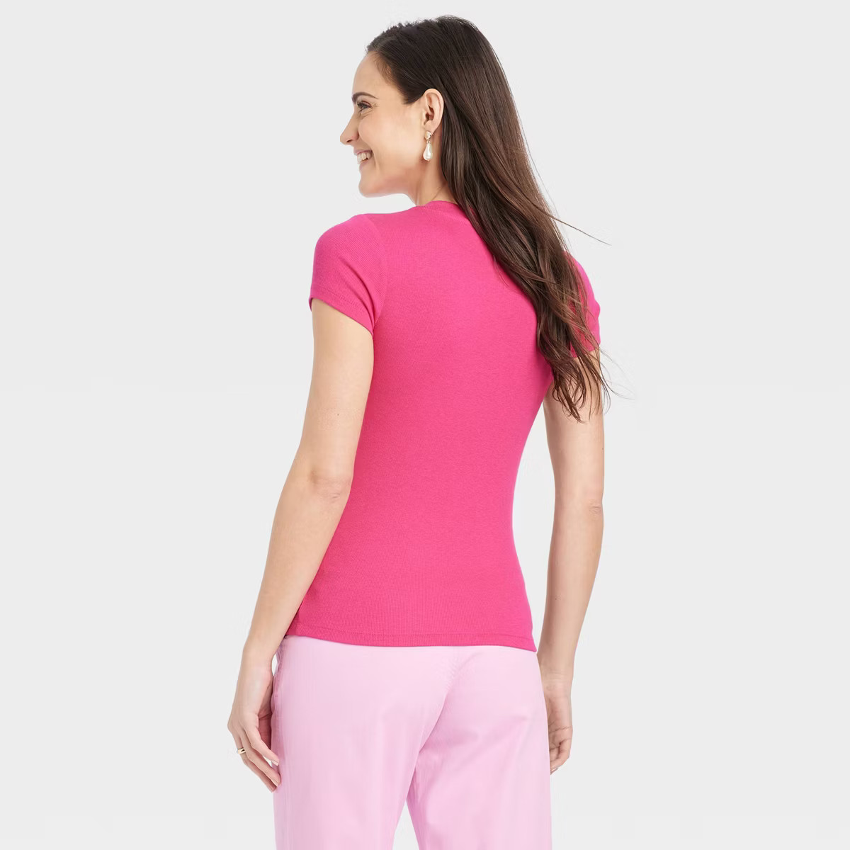 Women's Slim Fit Short Sleeve Ribbed T-Shirt - A New Day™ | Target