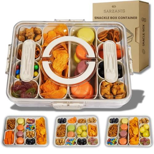 SARZANIS Adjustable Snackle Box Container (6–12 Compartments) – Customizable Food Organizer with Removable Dividers for Kids & Adults, Travel Friendly, Leak-Resistant Bento Style | Amazon (US)