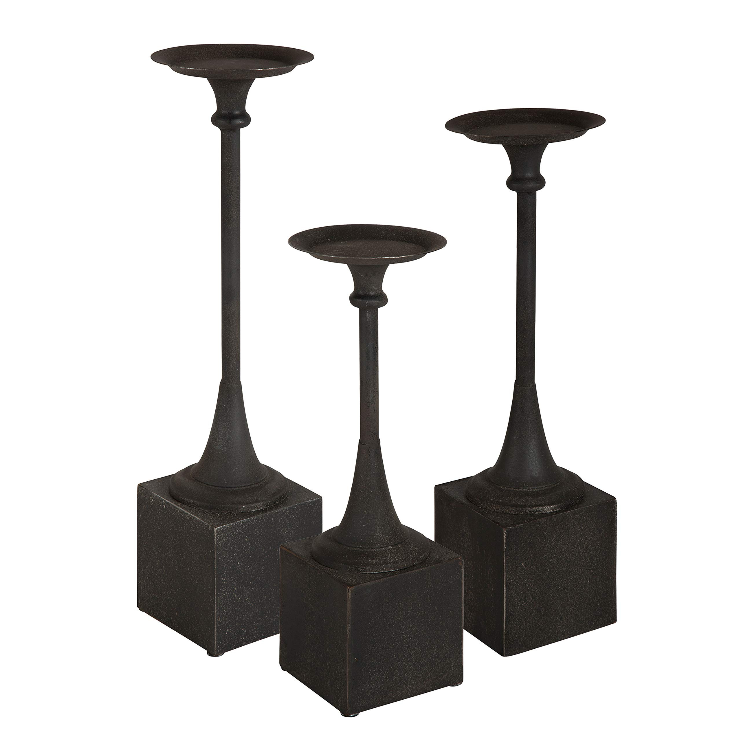 Kate and Laurel Bedrick Set of 3 Graduated Candle Holder Pedestals, Black | Amazon (US)
