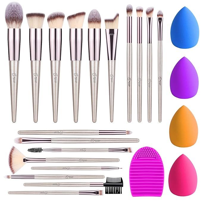 BESTOPE 18Pcs Makeup Brushes Set, 4Pcs makeup Sponge Set and 1 Brush Cleaner, Premium Synthetic F... | Amazon (US)